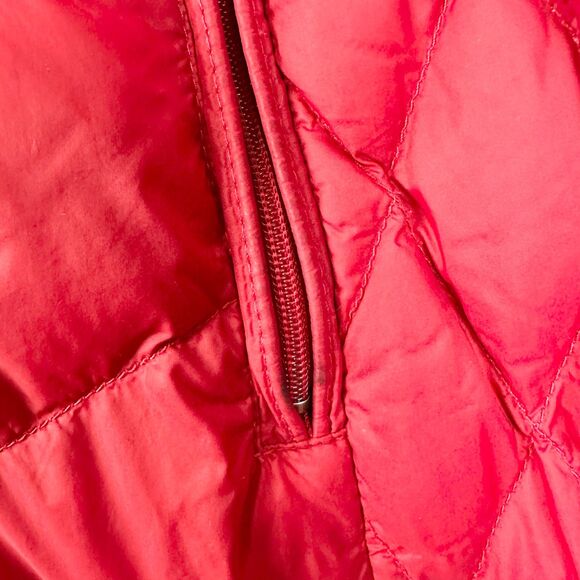 Michael Kors Packable Down Fill Jacket Size Large Red Hooded Full Zip Quilted - Picture 7 of 9